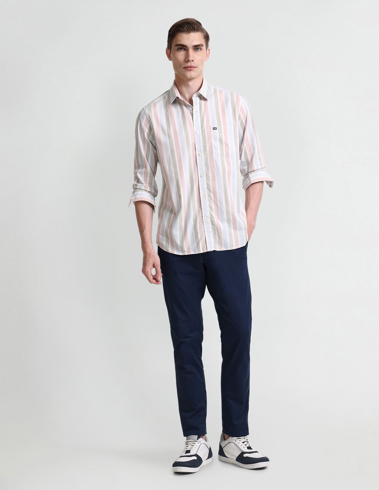 Arrow Sport Vertical Stripes Cotton Shirt