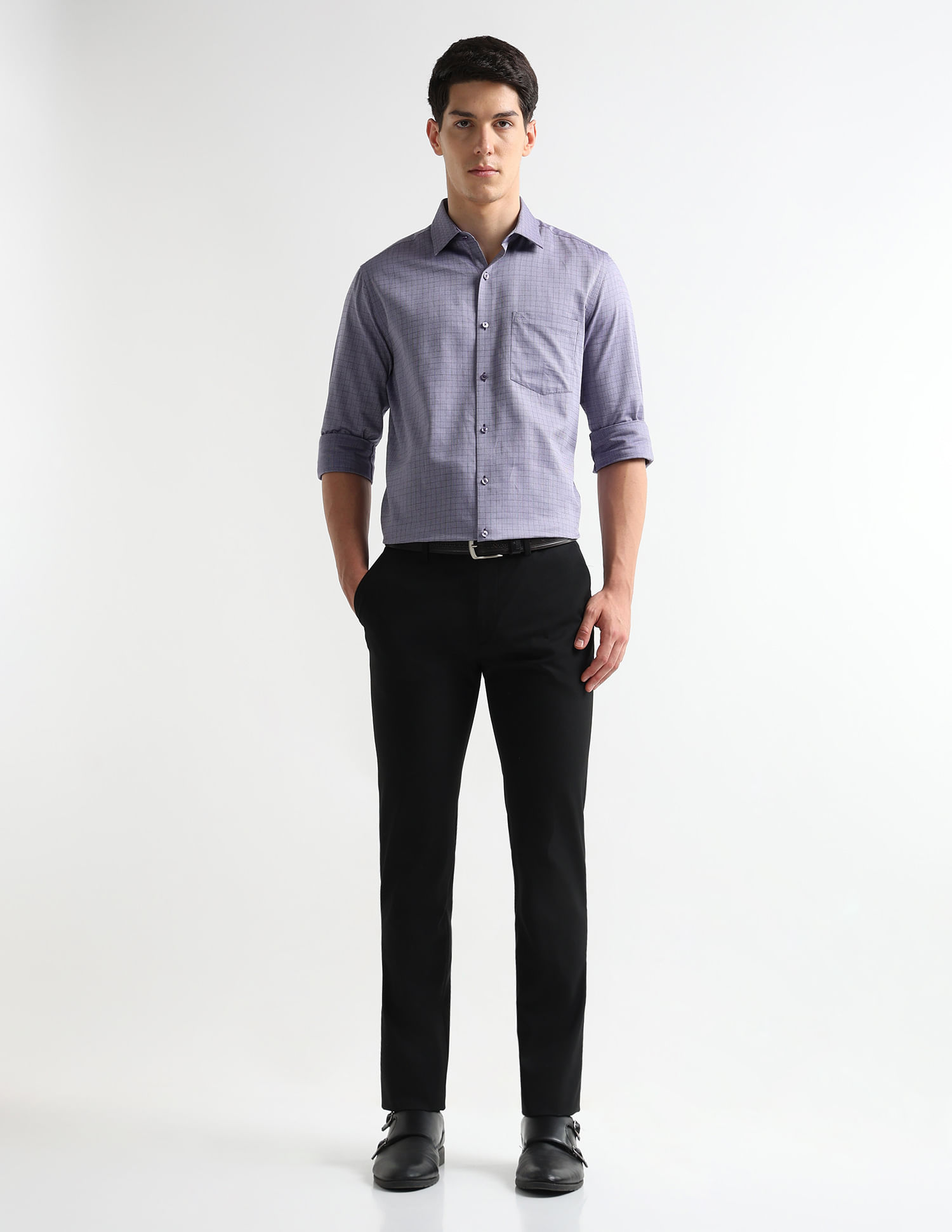 Buy Arrow Textured Dobby Weave Trousers - NNNOW.com