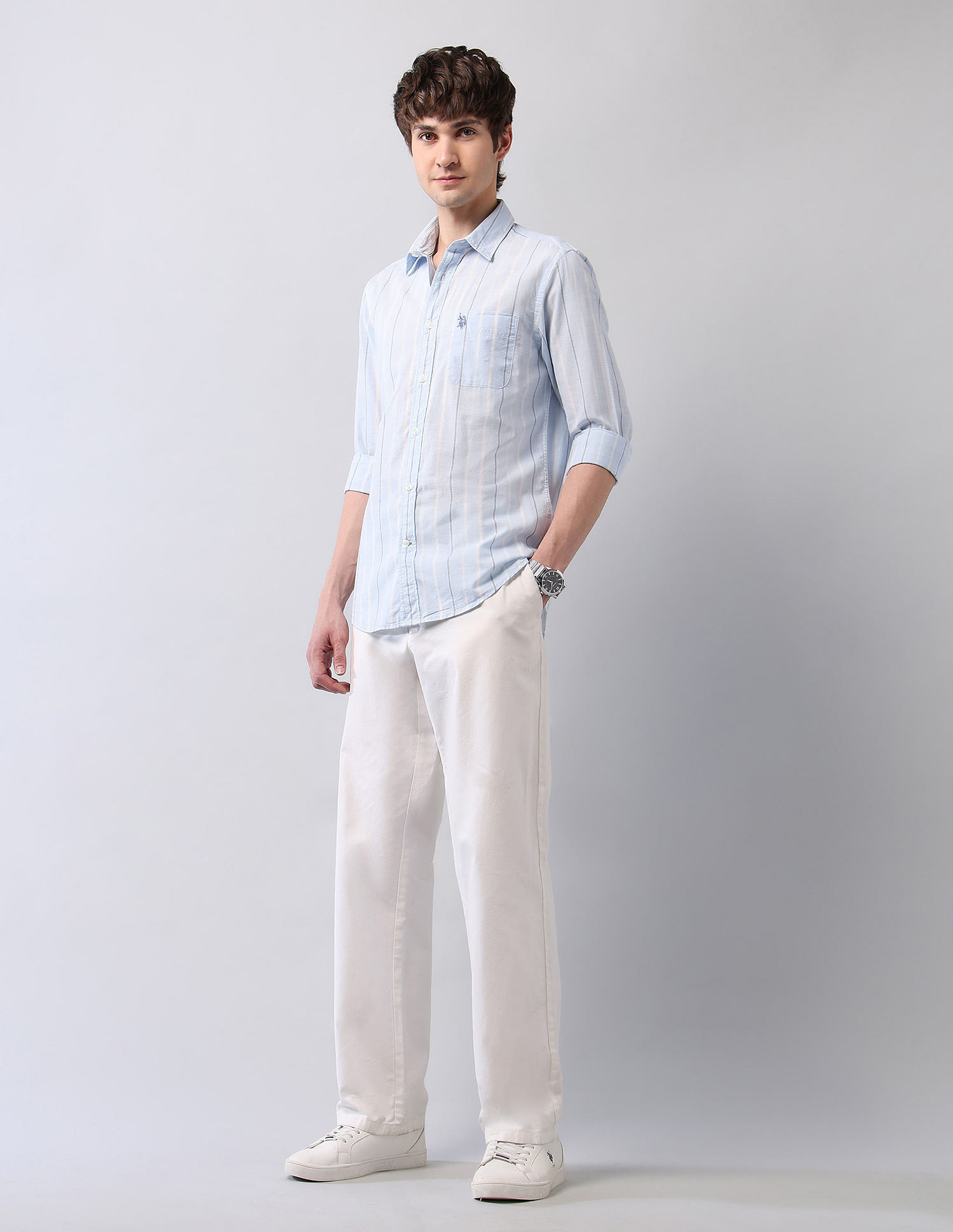 U.S. Polo Assn. Denim Co. Vertical Striped Pure Cotton Shirt