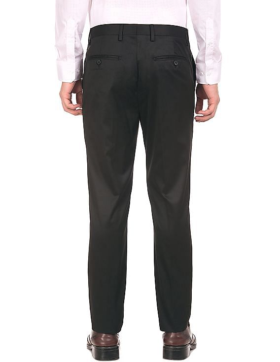 Buy Men Navy Check Ultra Slim Fit Trousers Online - 776255 | Van Heusen
