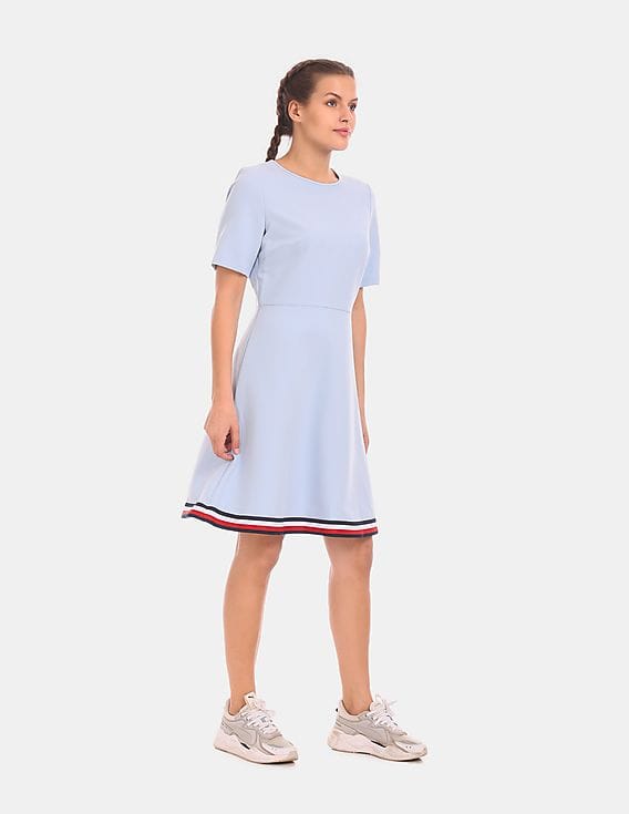 Buy Tommy Hilfiger Women Blue Brand Stripe Fit And Flare Dress - NNNOW.com Buy Tommy Hilfiger Women Blue Brand Stripe Fit And Flare Dress - NNNOW.com