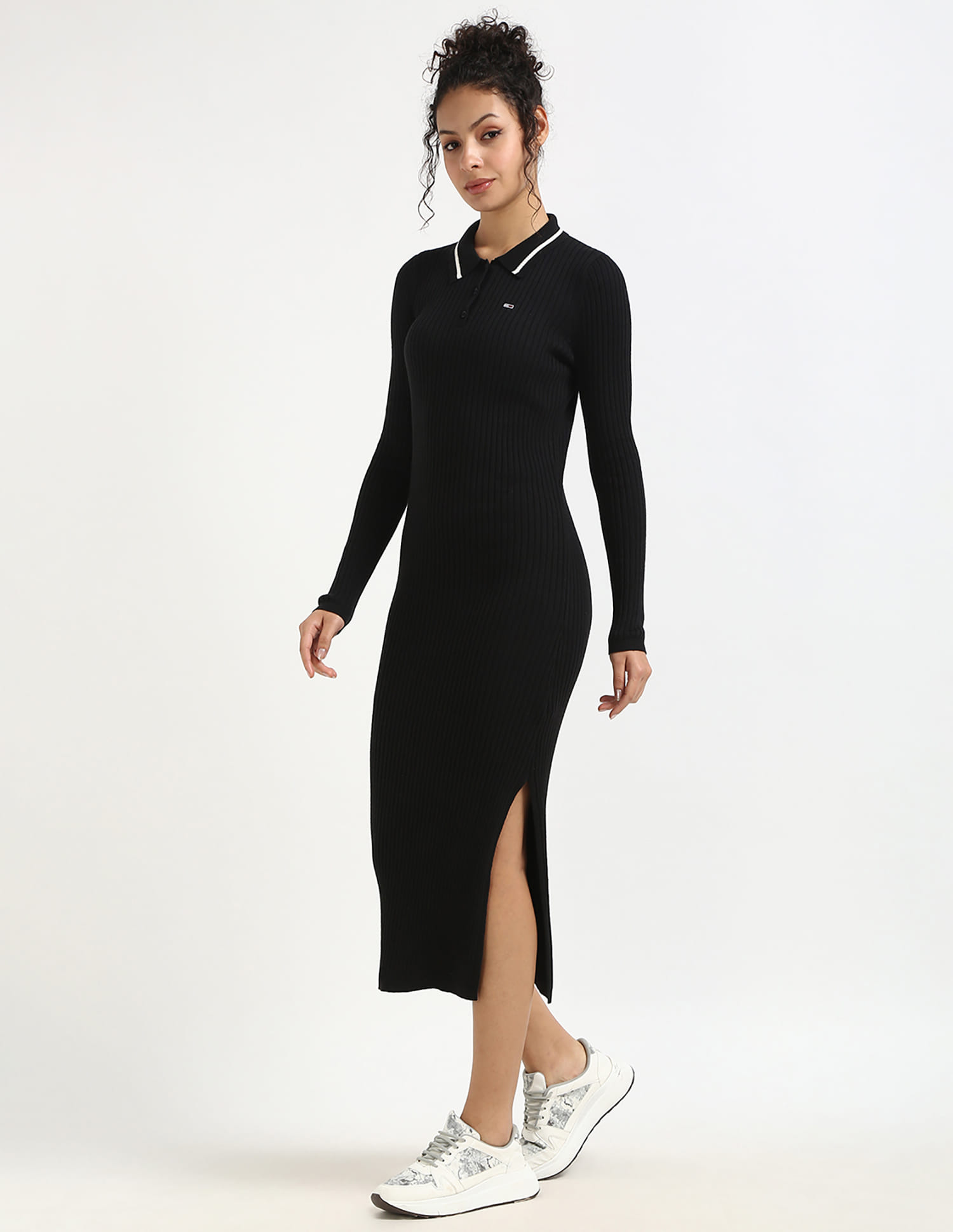basic black jersey long sleeve bodycon dress Basic jersey long sleeve bodycon dress