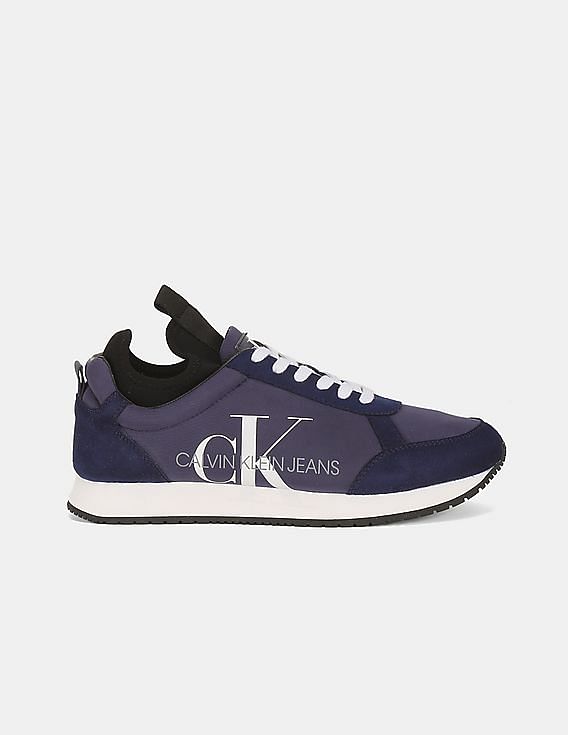 Calvin Klein Men Medieval Blue Jemmy Tonal Panel Lace Up Sneakers