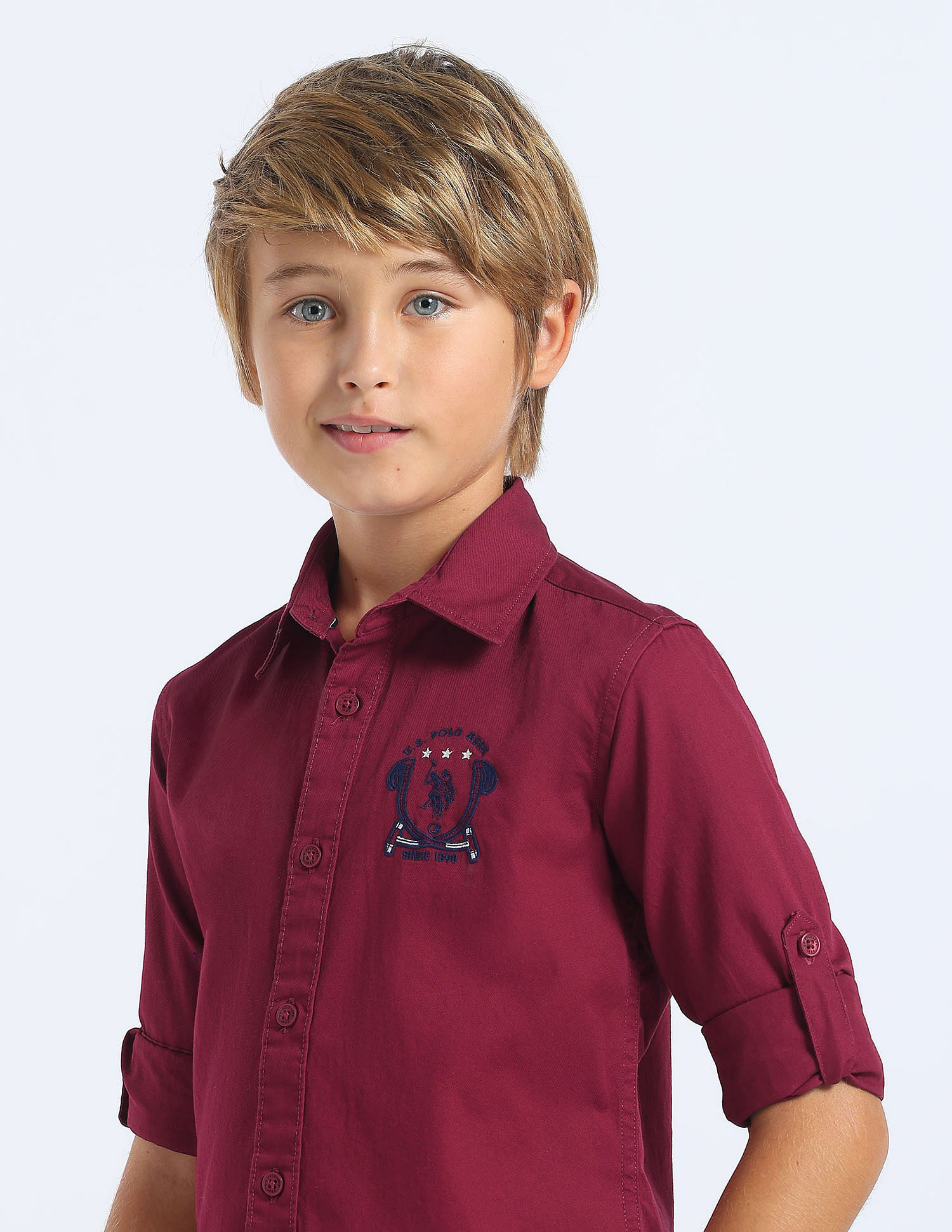 U.S. Polo Assn. Kids Boys Solid Regular Fit Shirt