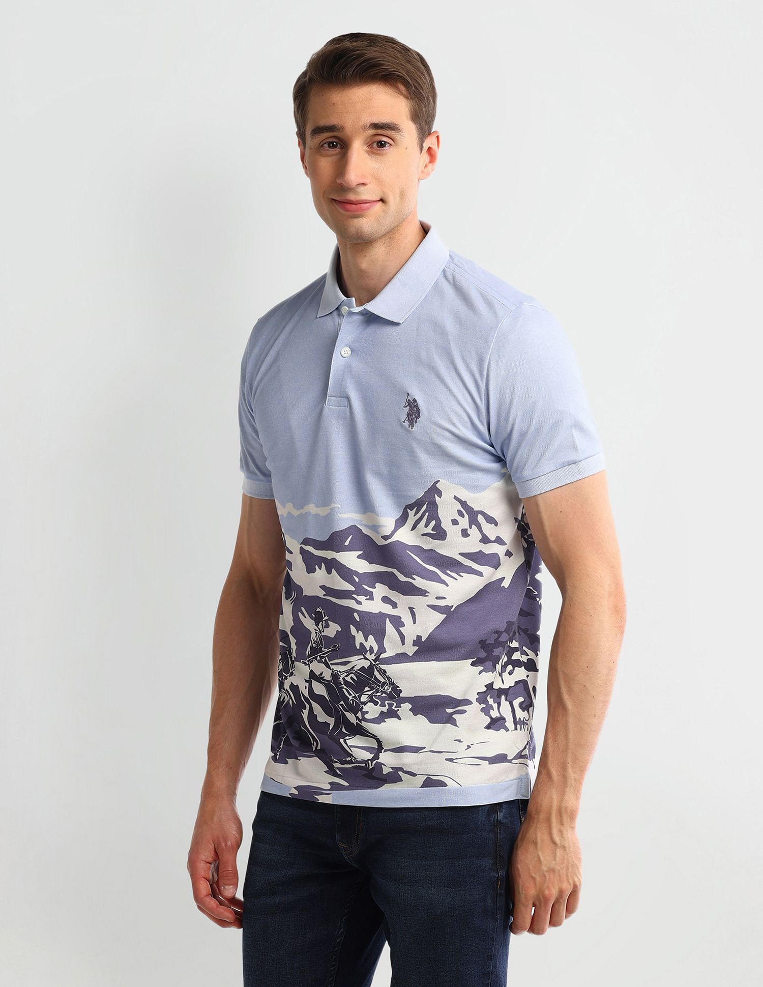 U.S. Polo Assn. Denim Co. Muscle Fit Graphic Cotton Polo Shirt