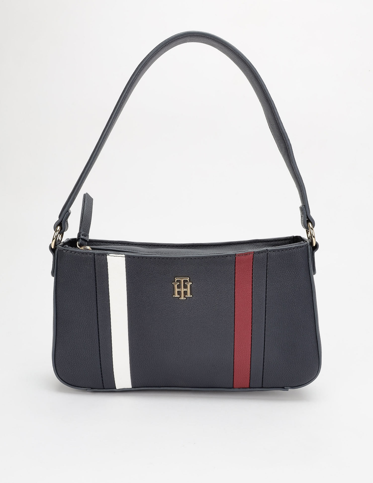 Tommy Hilfiger Striped Navy Pu Shoulder Bag