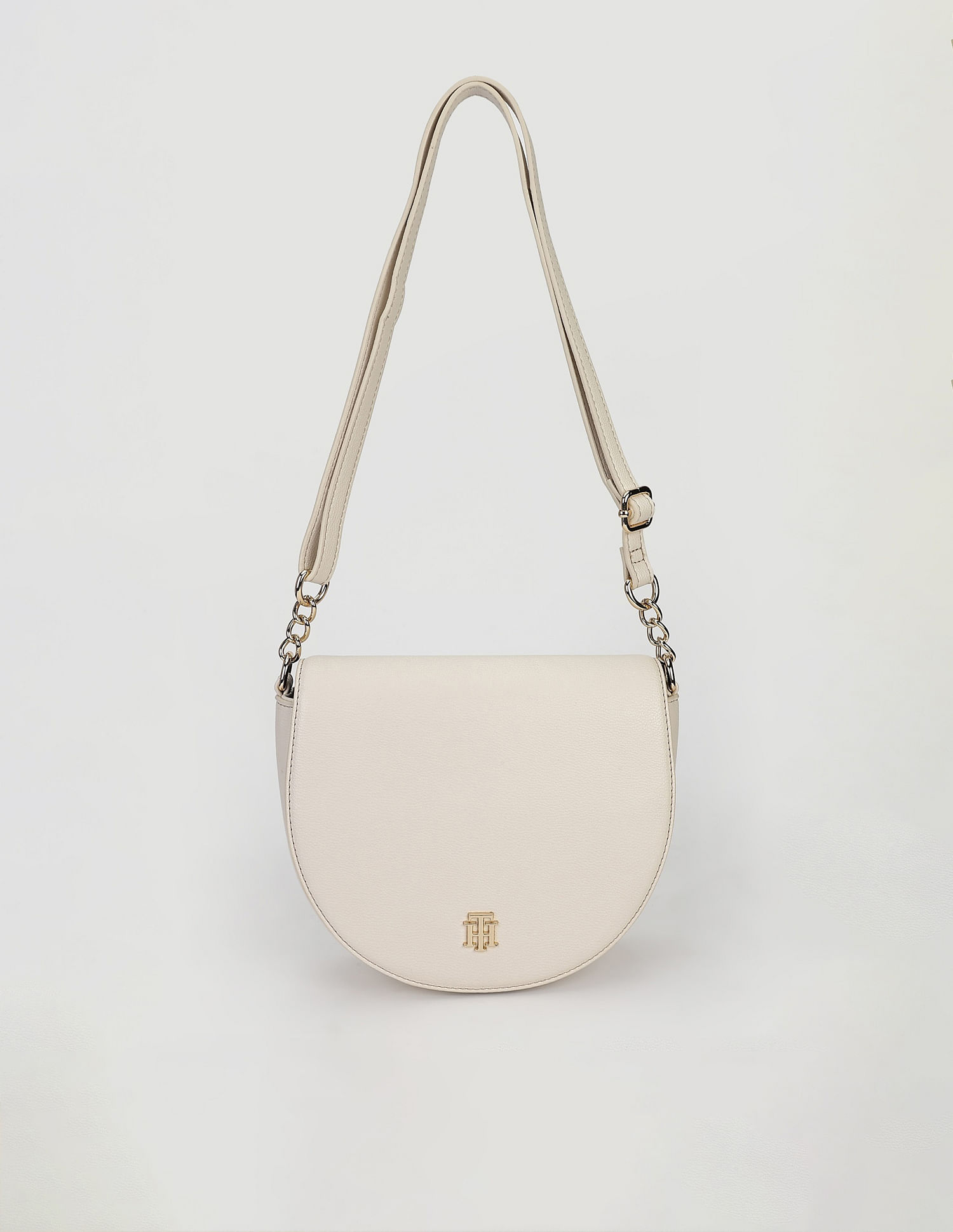 Tommy Hilfiger Solid Beige PU Sling Bags