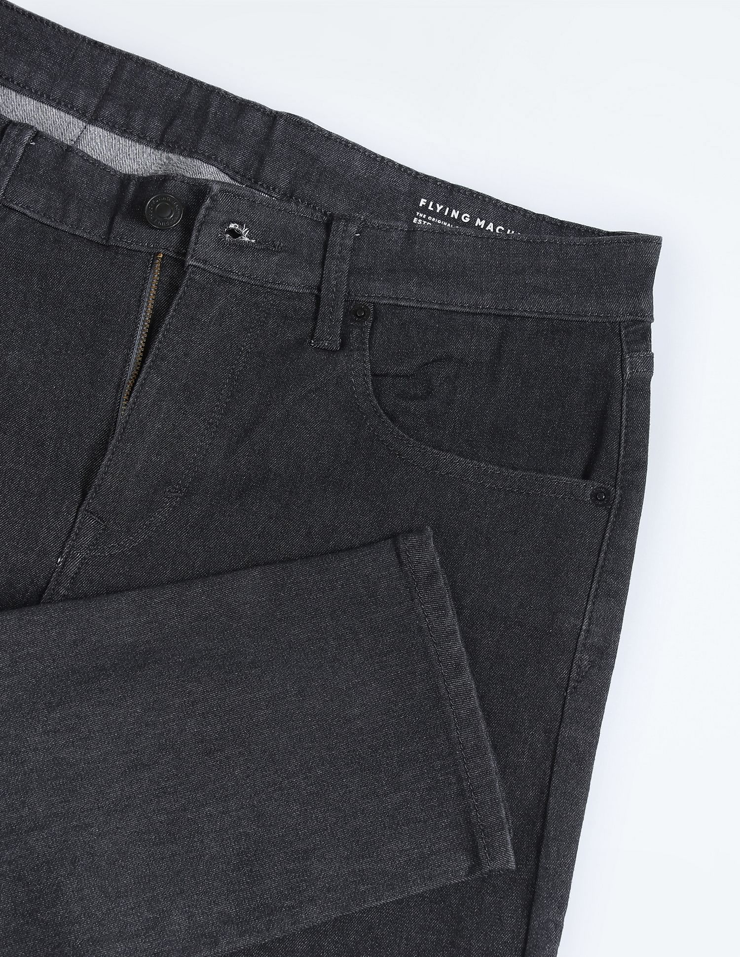 Flying Machine Mid Rise Slash Slim Tapered Jeans