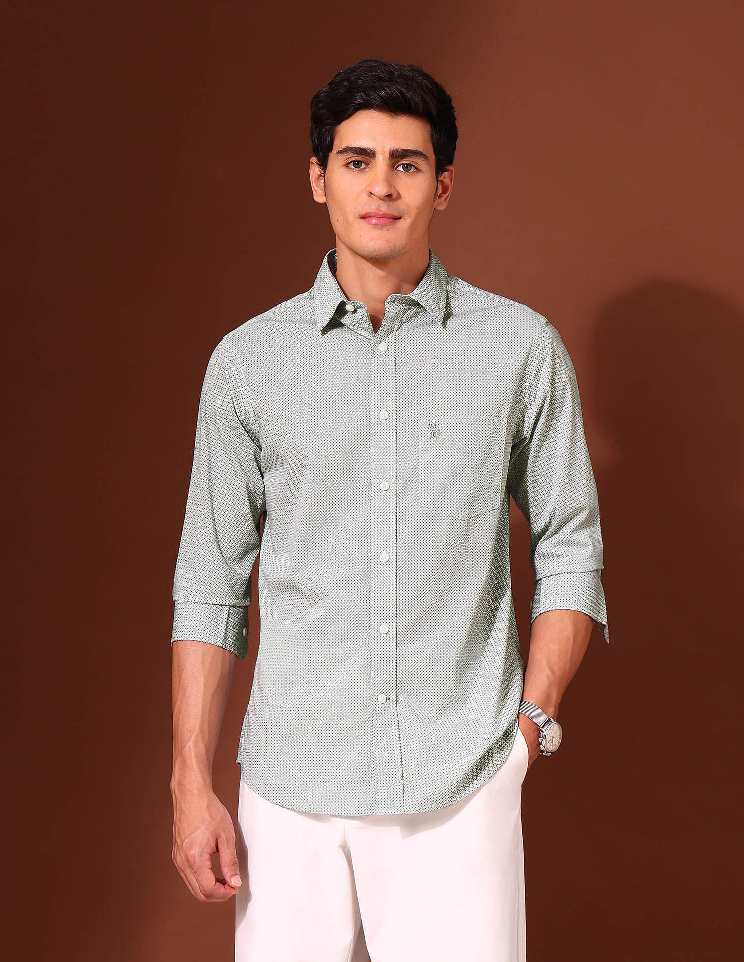 U.S. Polo Assn. Geometric Printed Tailored Fit Shirt