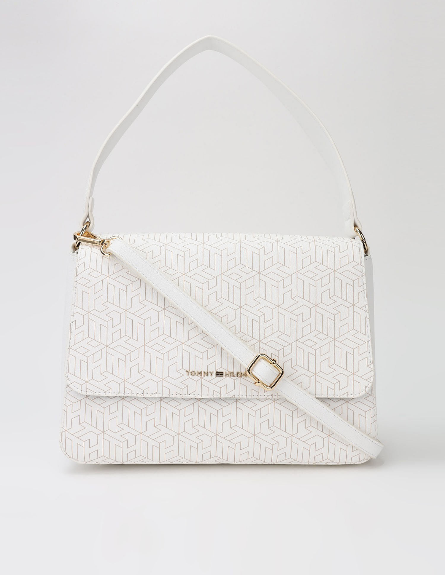 Tommy Hilfiger Logo Beige Pu Hand Bag