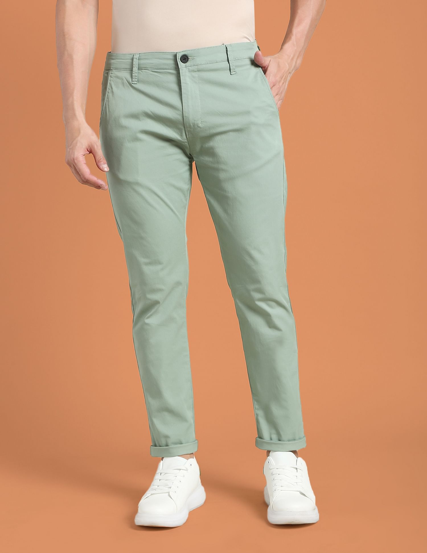 Flying Machine Mid Rise Solid F-Lite Trousers