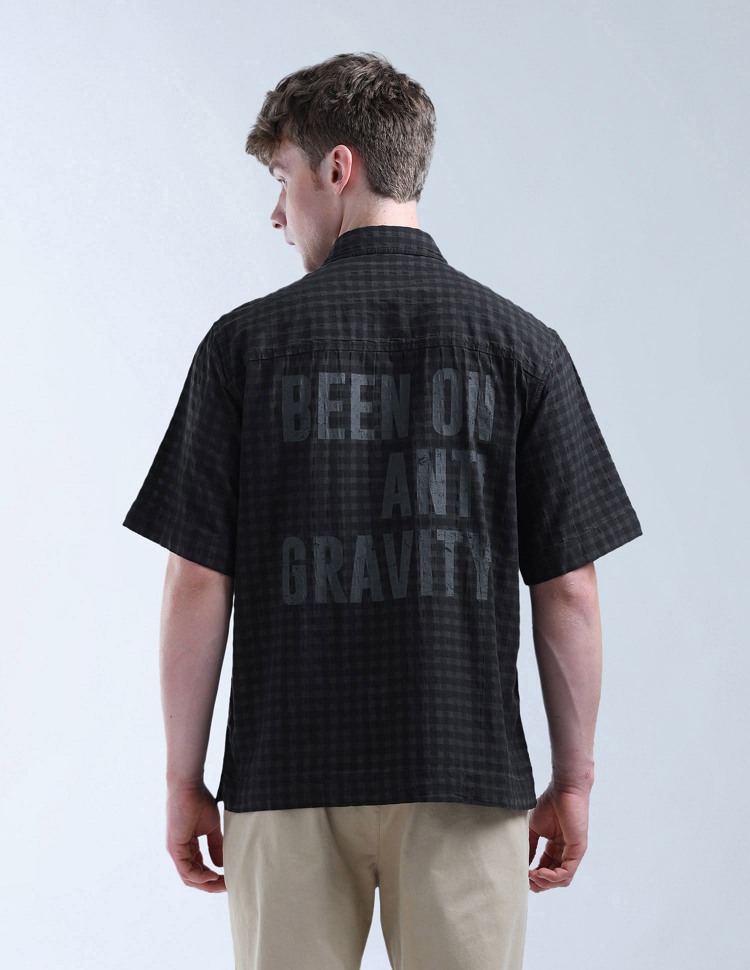 Flying Machine Gingham Checked Oversized Fit Digitopia Shirt