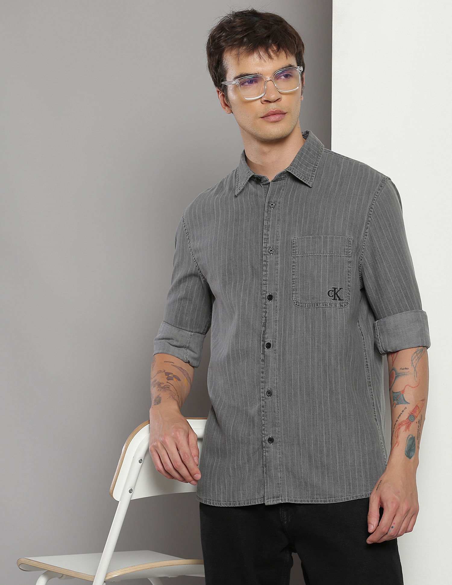 Calvin Klein Slim Fit Vertical Stripe Shirt