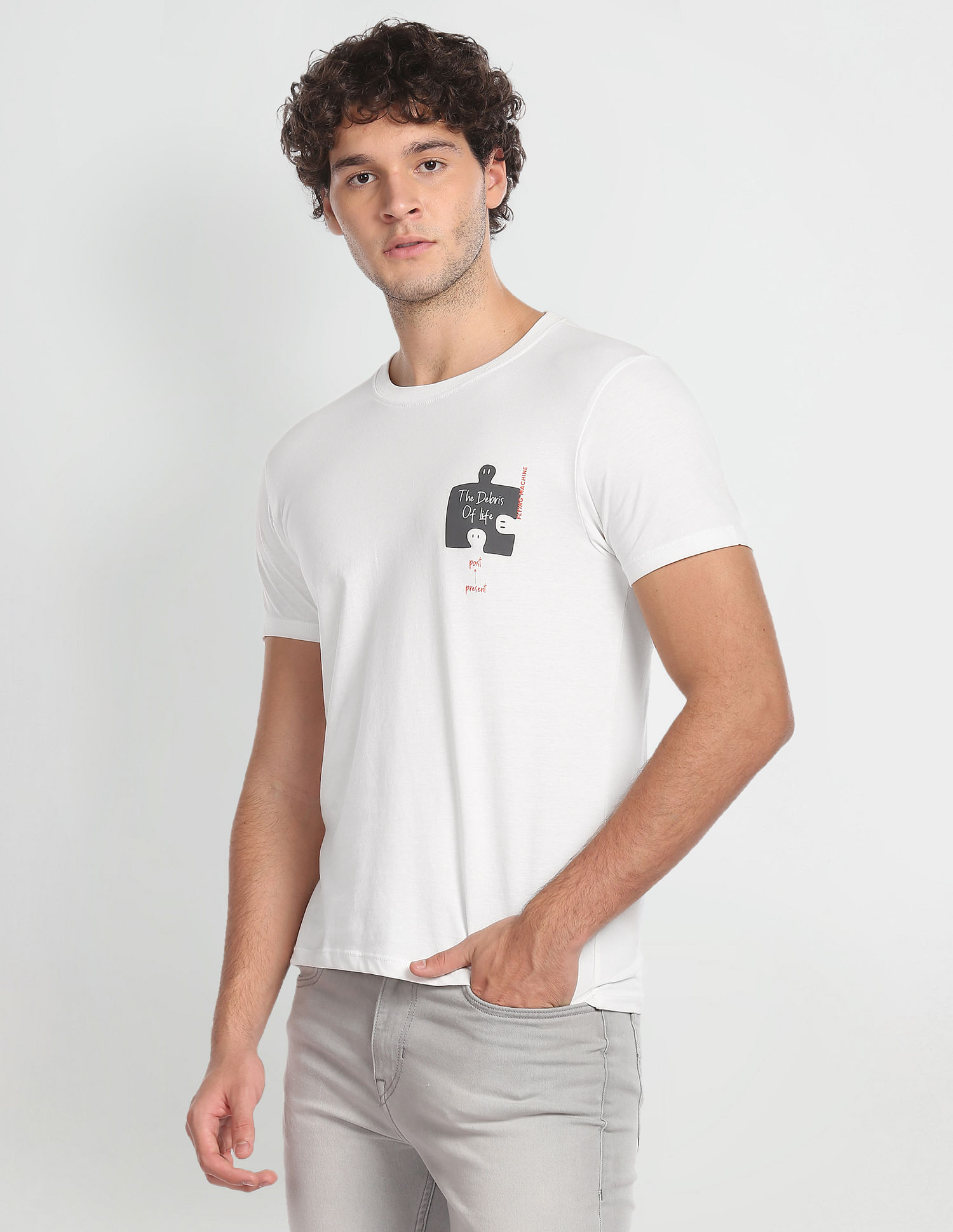 flying machine white t shirt