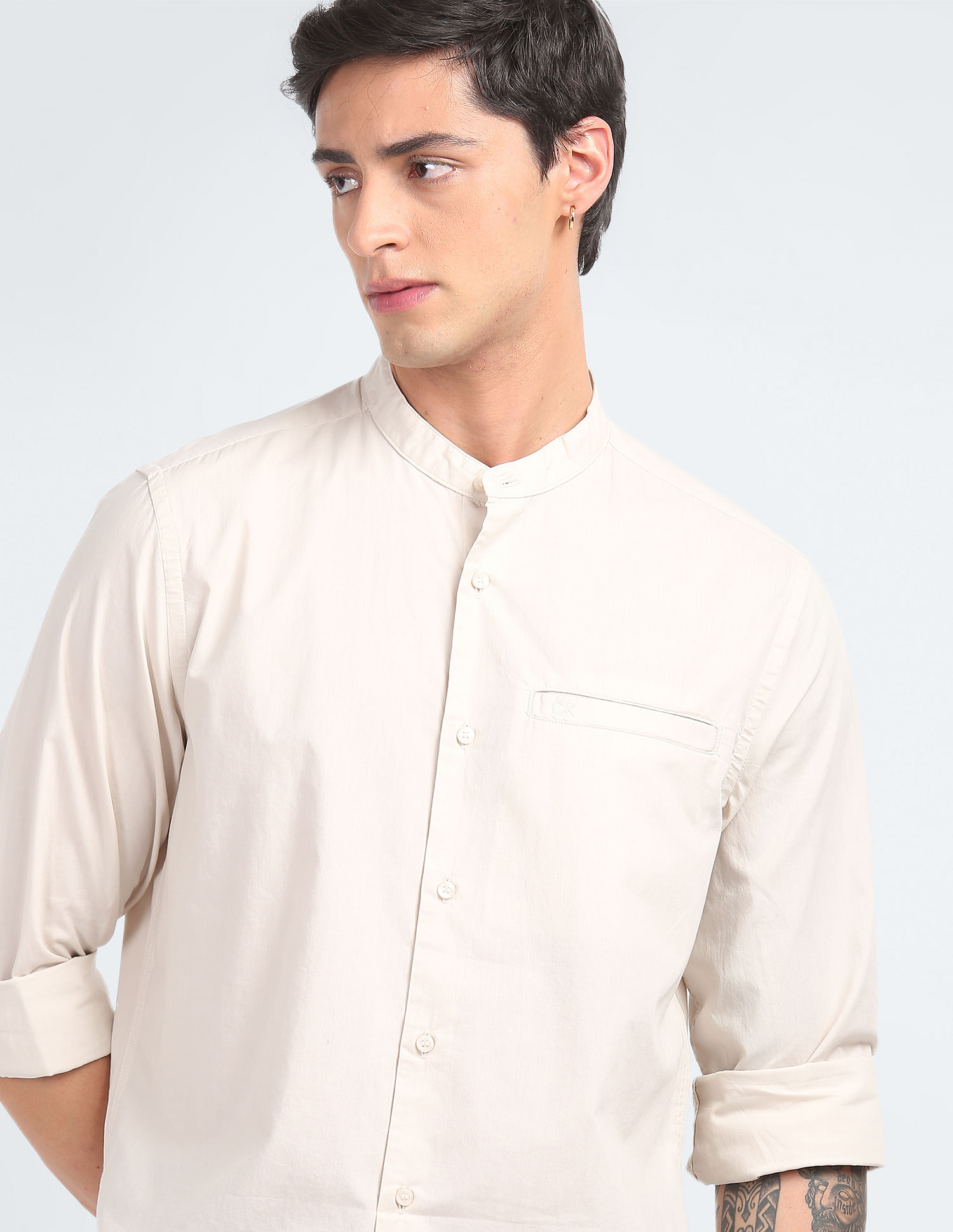 Calvin klein mandarin collar outlet shirt