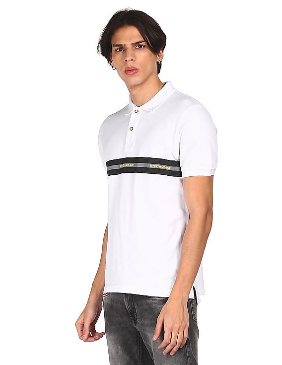 Flying Machine Ribbed Collar Brand Tape Polo Shirt
