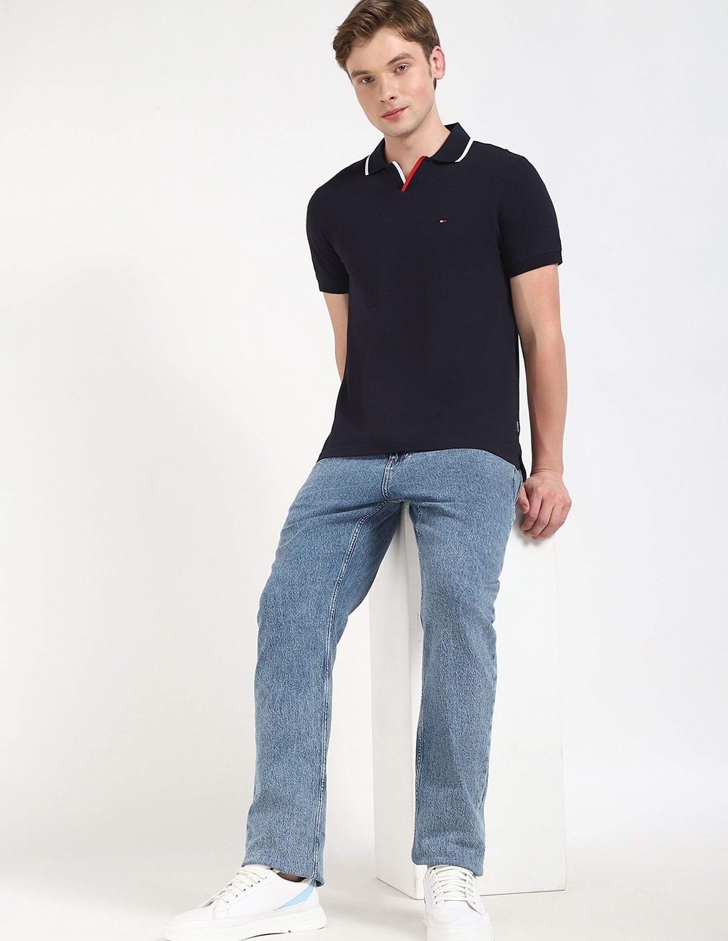 Tommy Hilfiger Solid Regular-Fit Cotton Polo Shirt