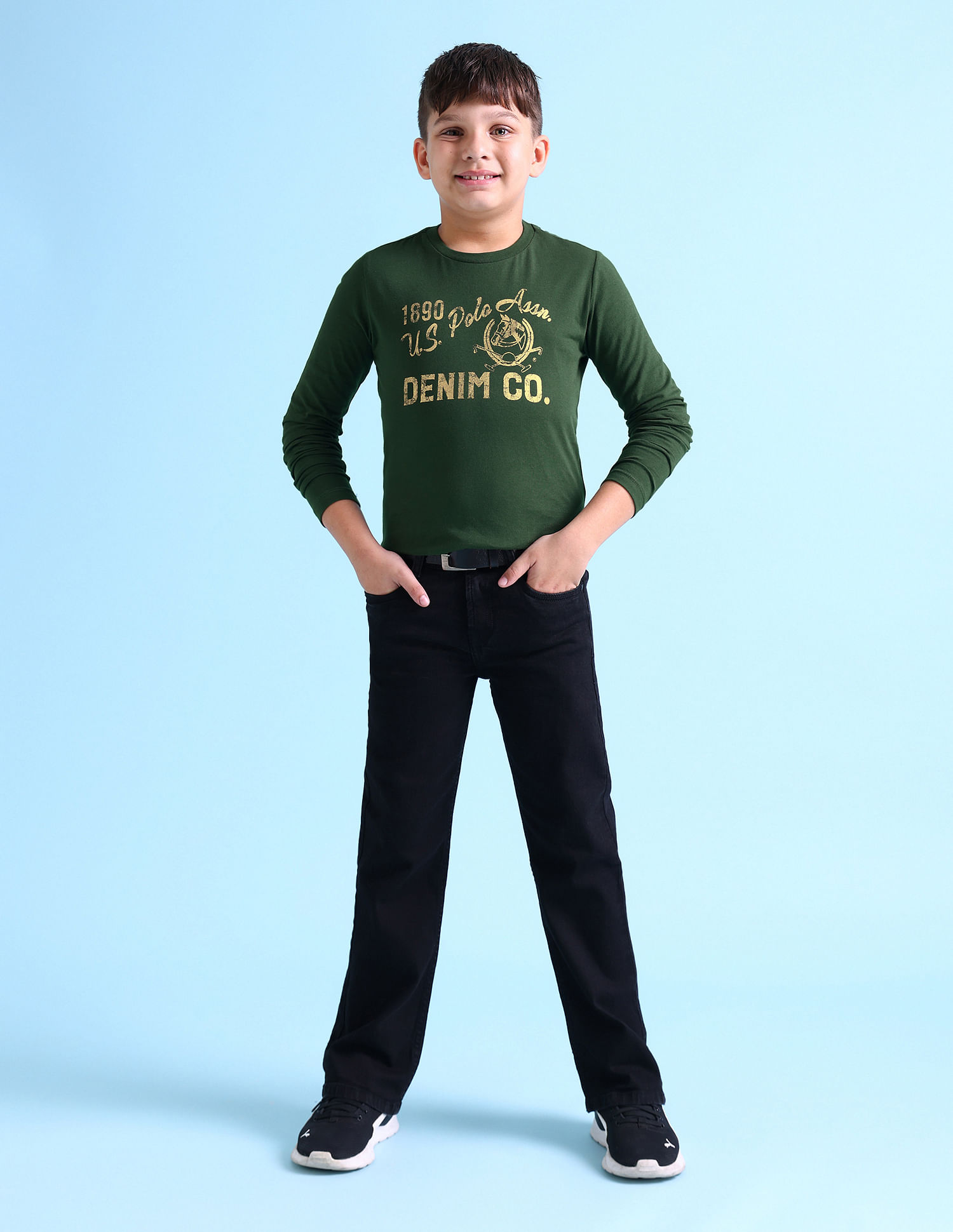 U.S. Polo Assn. Kids Mid Rise Rinsed Bootcut Jeans