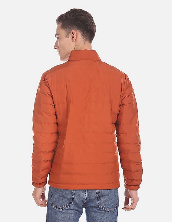 U.S. Polo Assn. Men Orange Zip Up Quilted Jacket