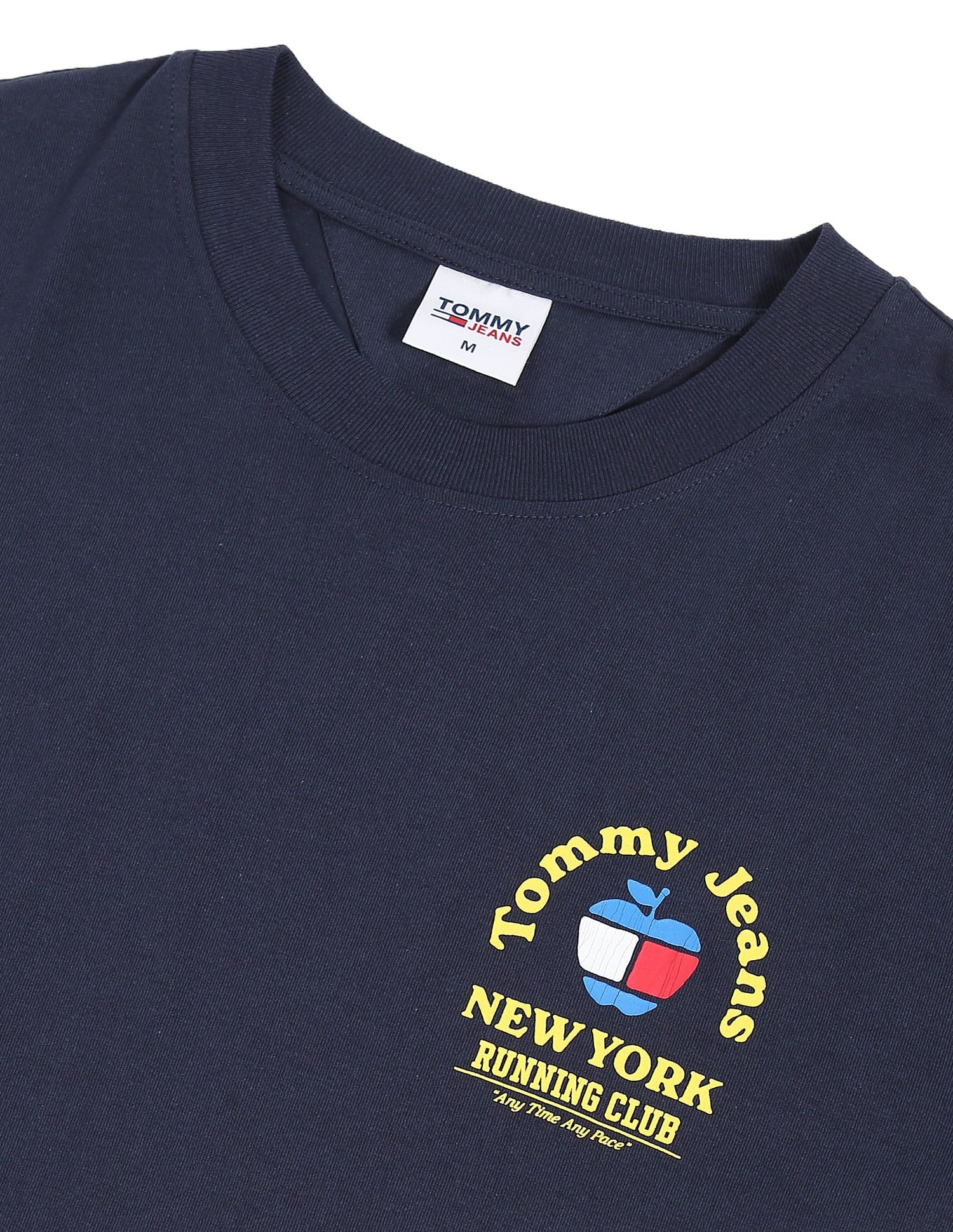 Tommy Hilfiger Men Navy Running Club Graphic Print Recycled Cotton T-Shirt