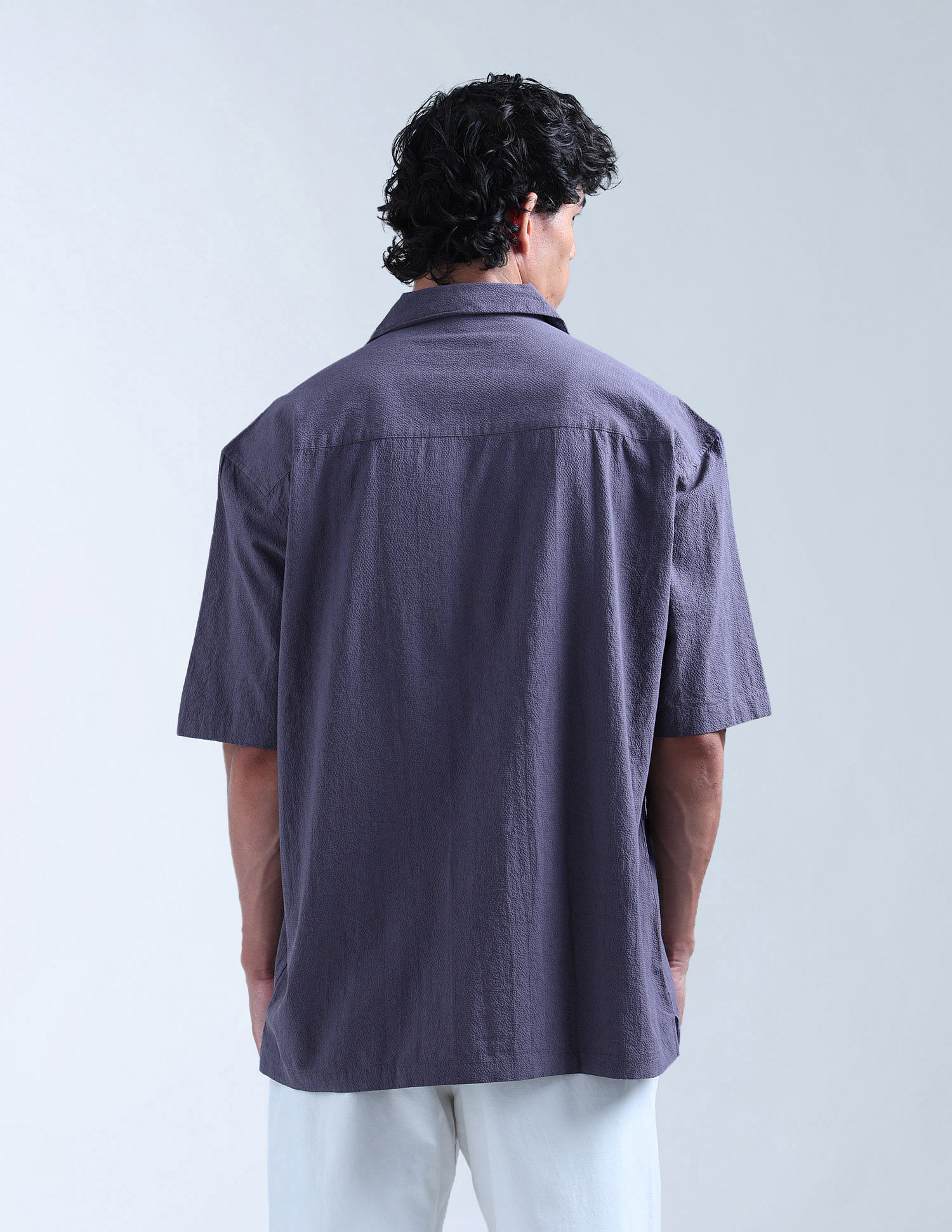 Flying Machine Solid Seersucker Digitopia Shirt