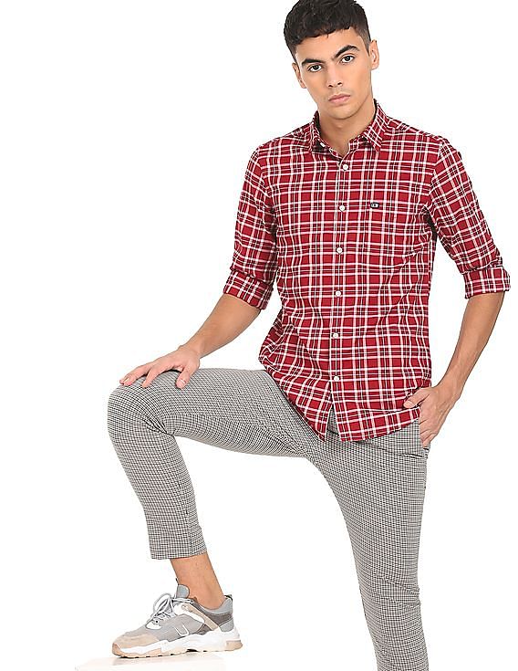 Arrow Sports Spread Collar Check Shirt
