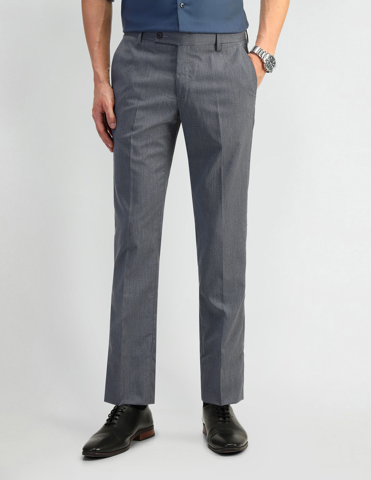 Arrow Mid Rise Checked Trousers