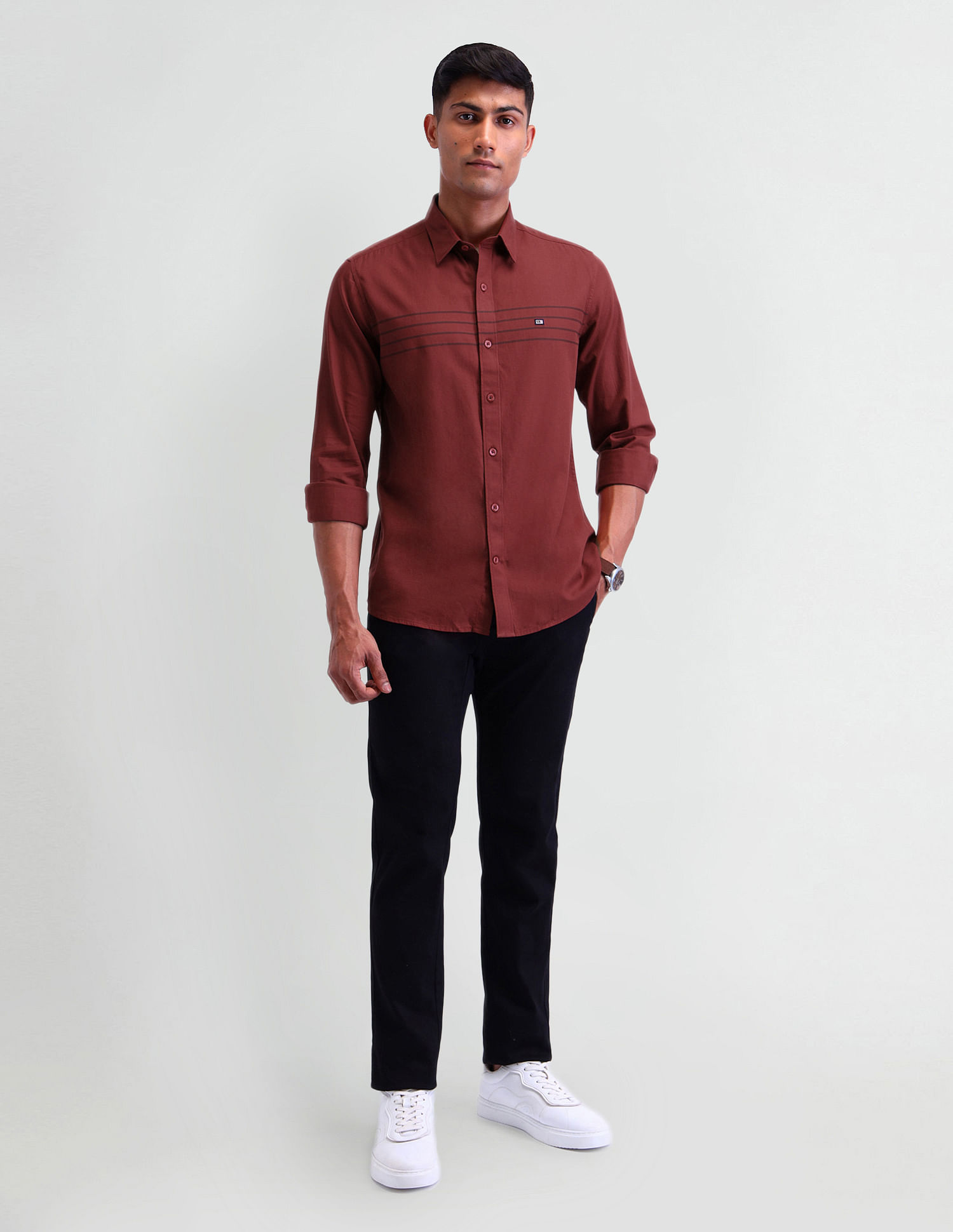 Arrow Sport Horizontal Striped Slim Fit Shirt