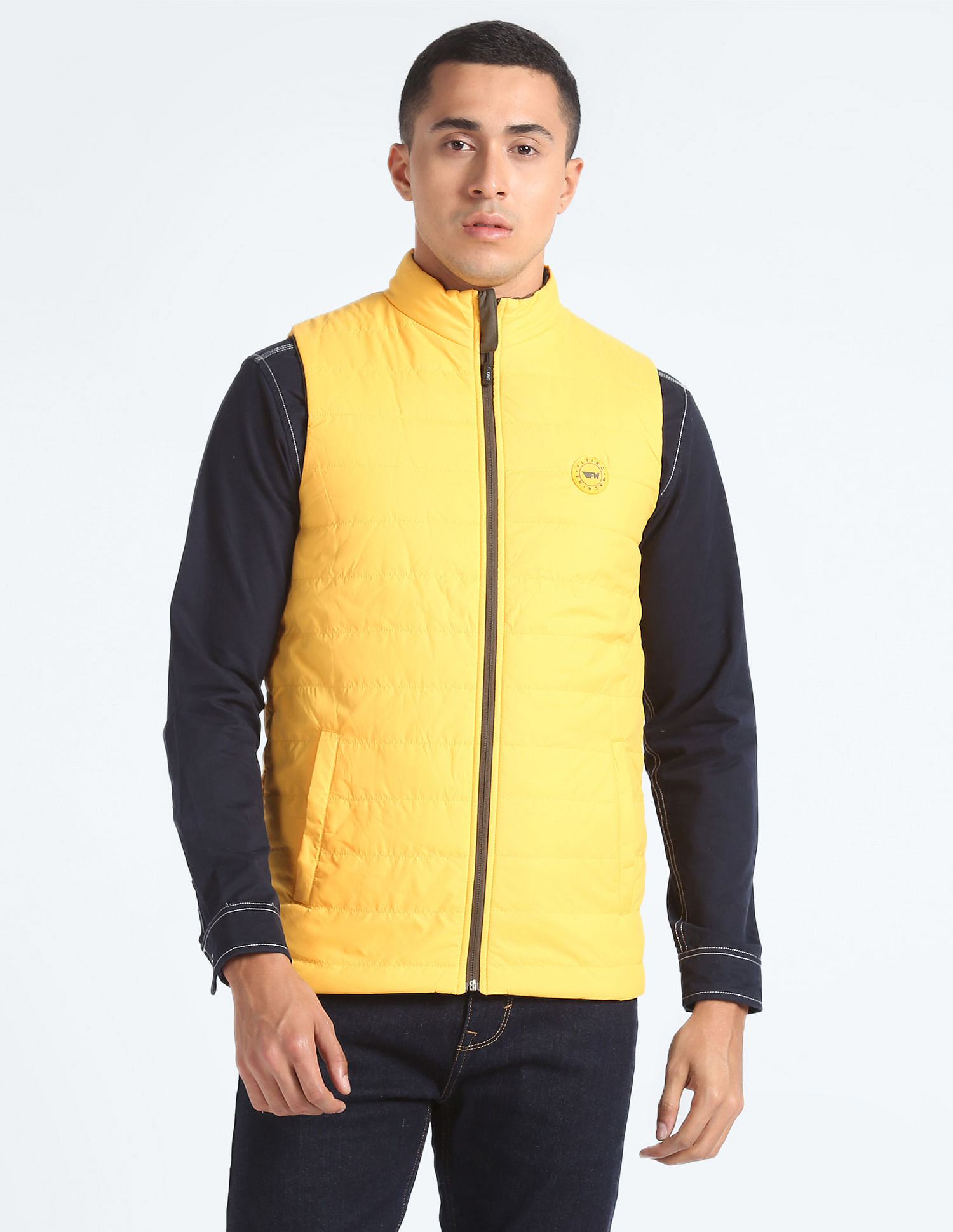 Flying Machine High Neck Sleeveless Reversible Jacket