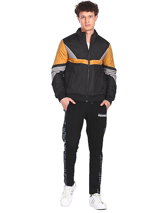 Flying Machine High Neck Colour Block Jacket
