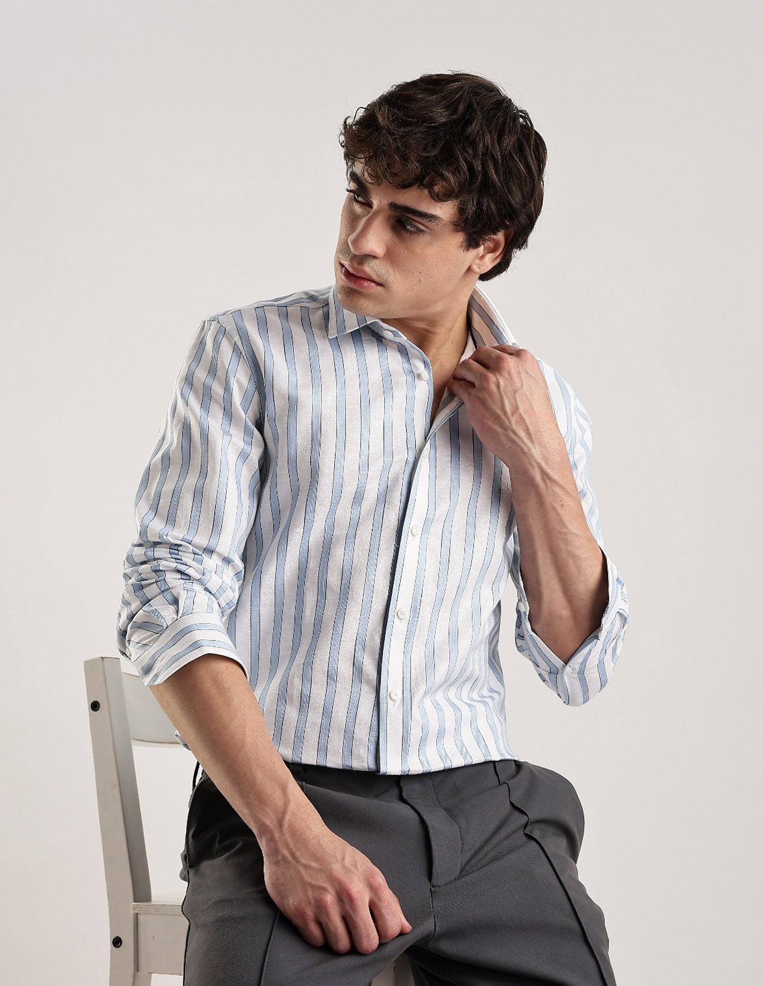Calvin Klein Jeans Vertical Stripes Regular Fit Woven Shirt