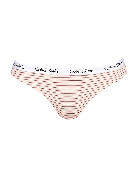 Buy Calvin Klein Underwear Women Beige Mid Rise Striped Bikini
