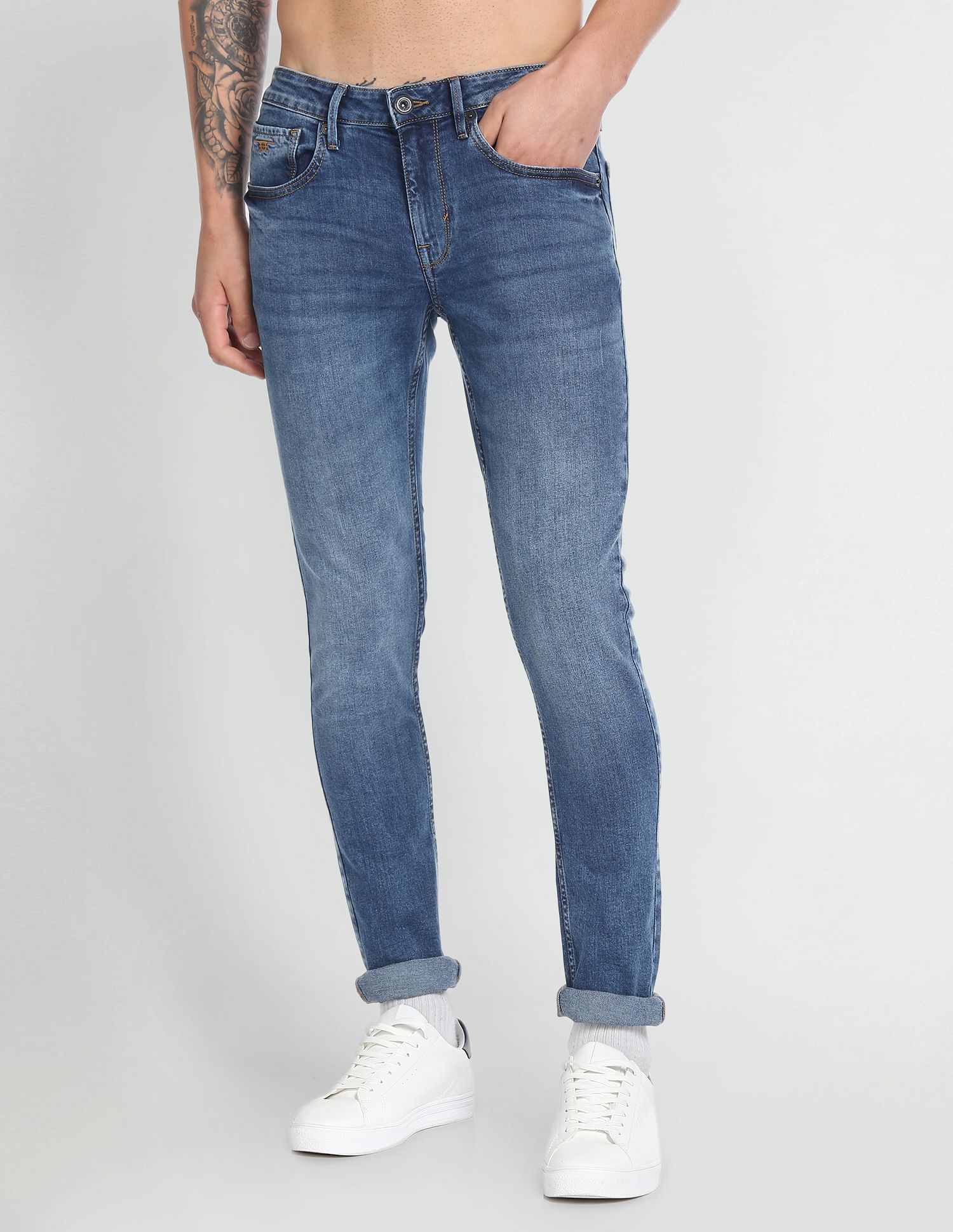 Flying Machine Low Rise Super Skinny Fit Wash Jeans