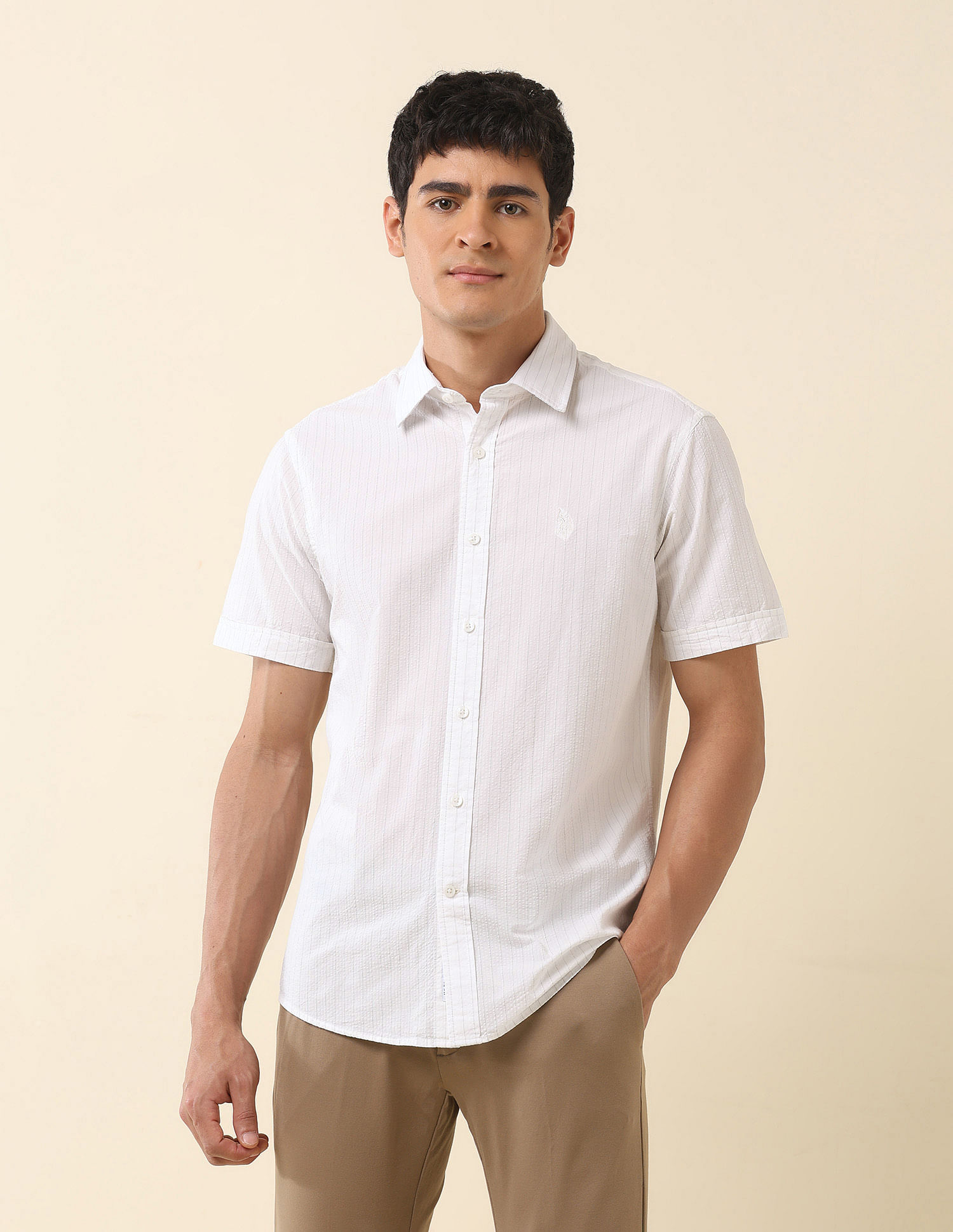 U.S. Polo Assn. Tailored Fit Solid Pure Cotton Shirt