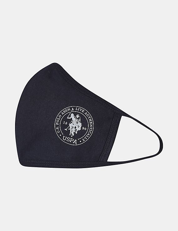 U.S. Polo Assn. Unisex Adults Navy Triple Layer Anti Bacterial Reusable Outdoor Face Masks - Pack Of 3