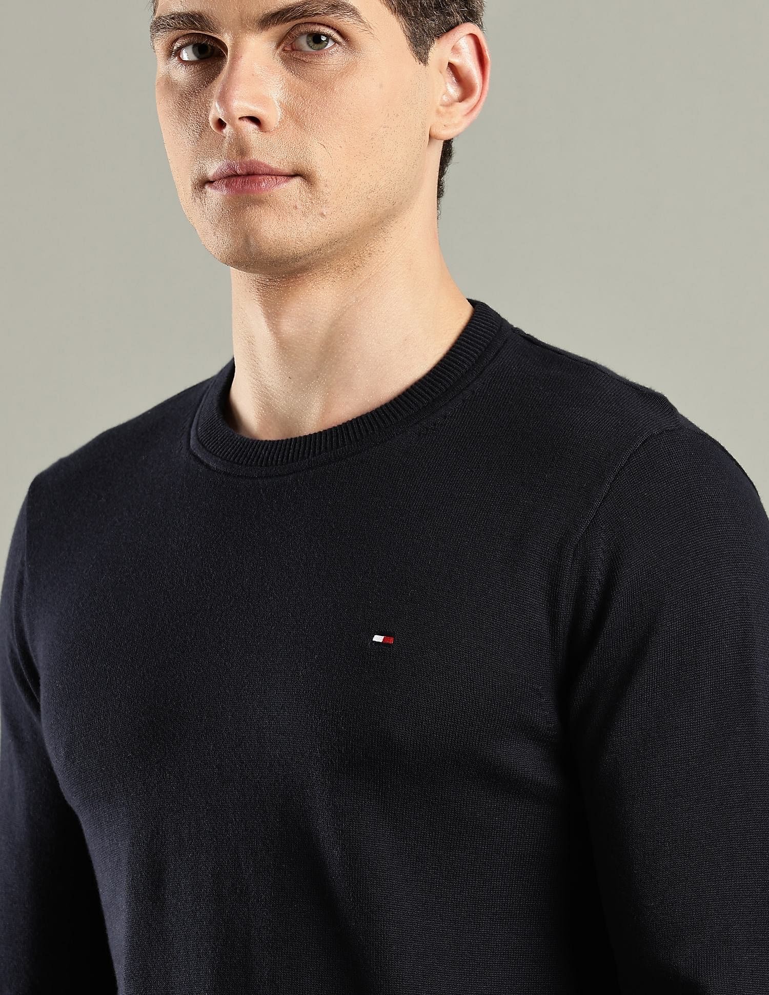 Tommy Hilfiger Solid Regular-Fit Cotton Sweater