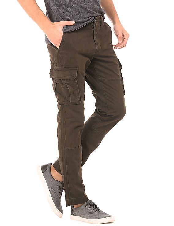 Buy Mens Khaki Slim Fit Cargo Trousers for Men Online at Bewakoof