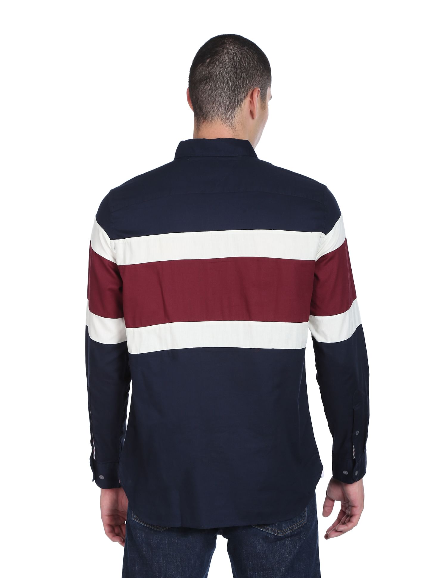 Tommy Hilfiger Men Navy Monogram Blocking Regular Fit Casual Shirt