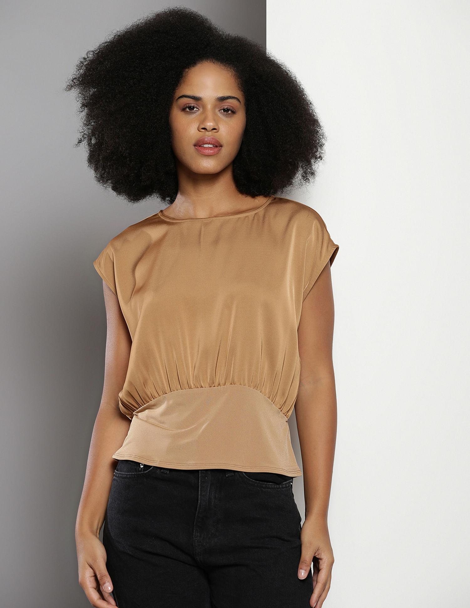 Calvin Klein Ribbed Hem Cap Sleeve Top