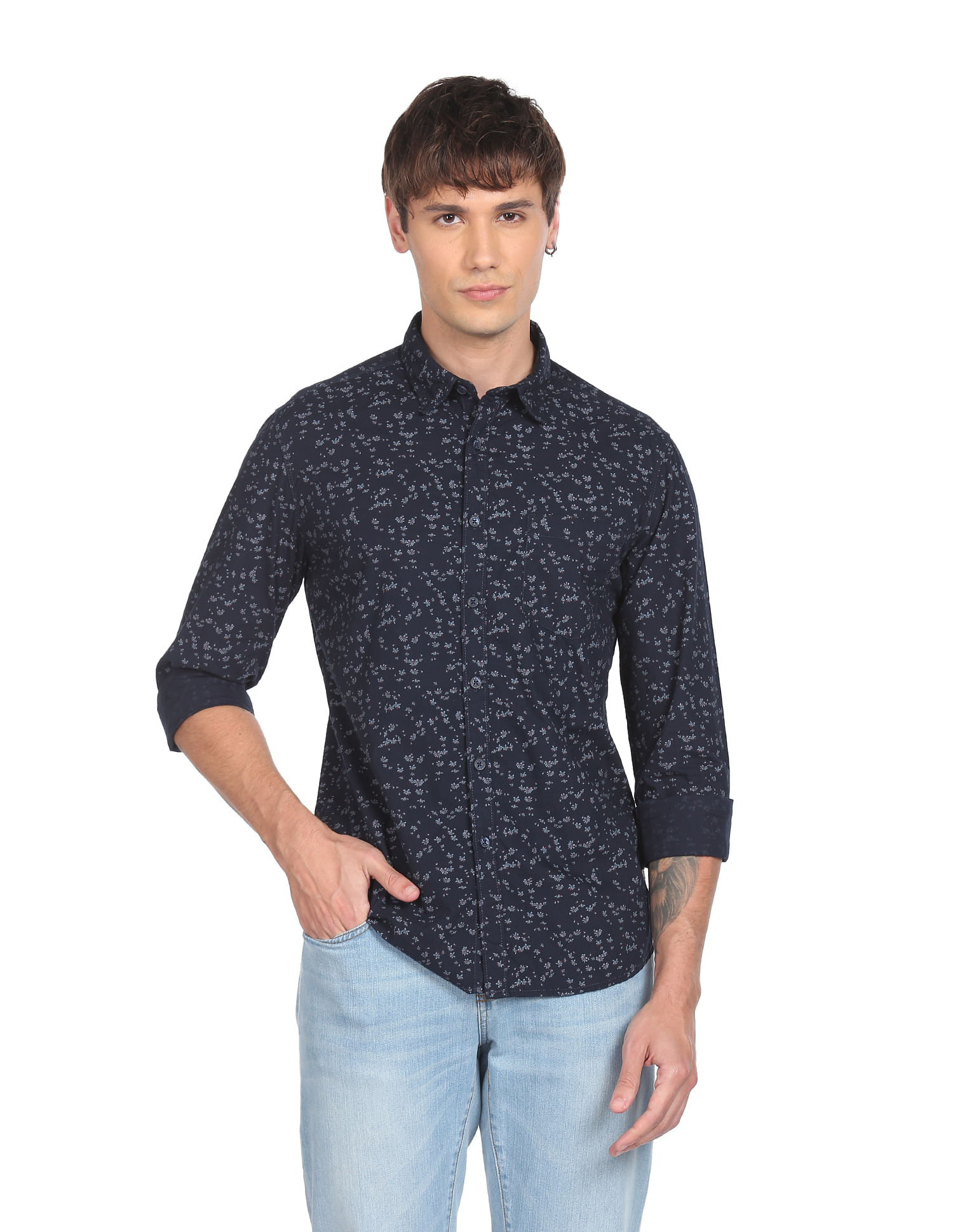 Flying Machine Floral Print Pure Cotton Shirt