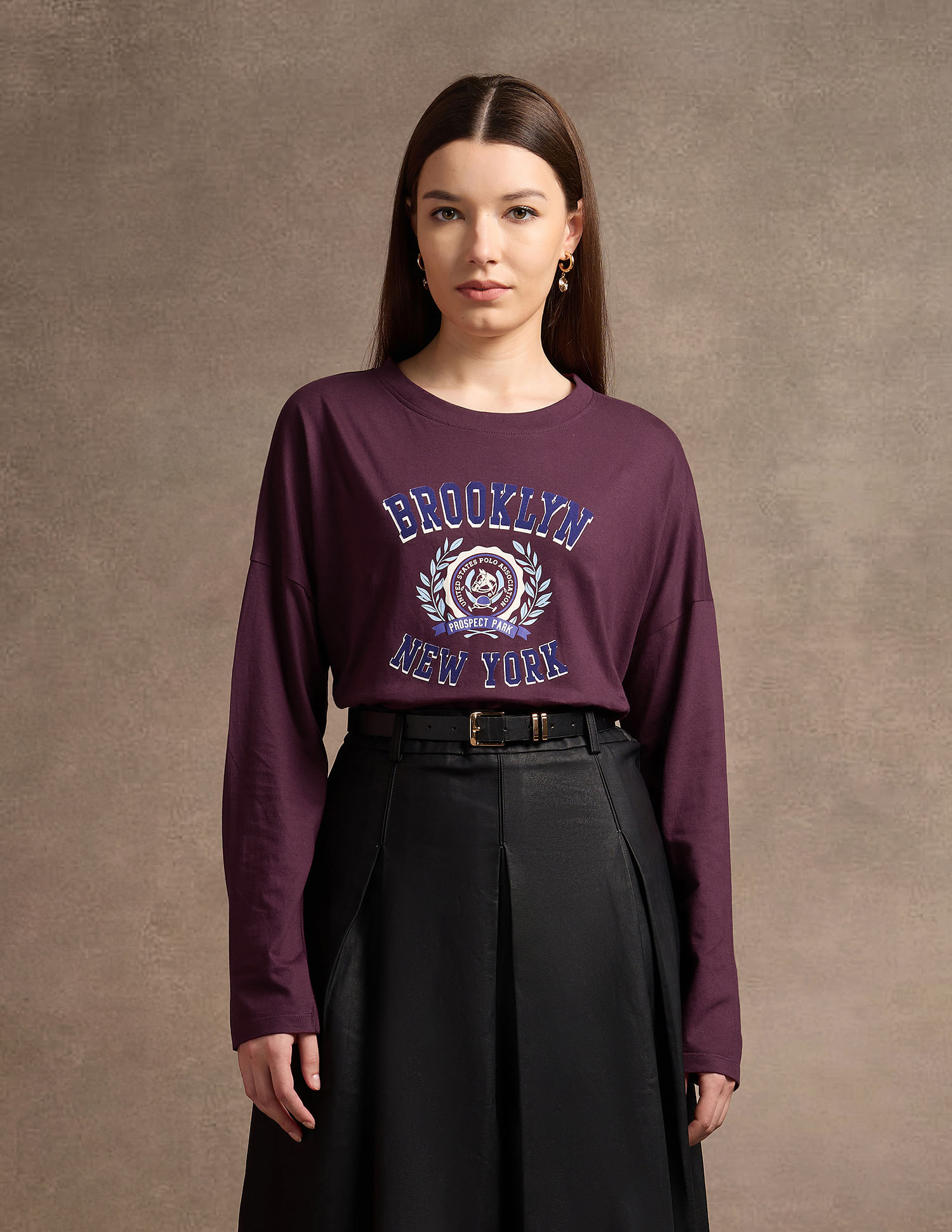 U.S. Polo Assn. Women Drop Shoulder Graphic Print T-Shirt