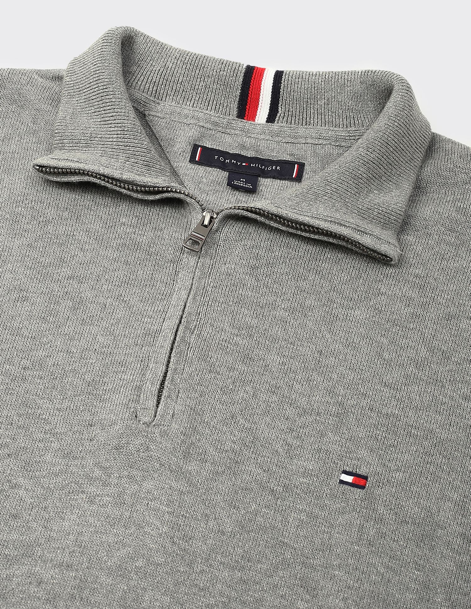 Tommy Hilfiger Cotton Zip Mock Neck Sweater