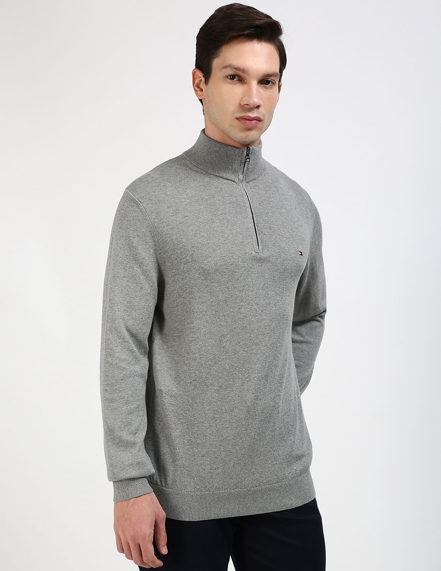 Buy Tommy Hilfiger Cotton Zip Mock Neck Sweater NNNOW