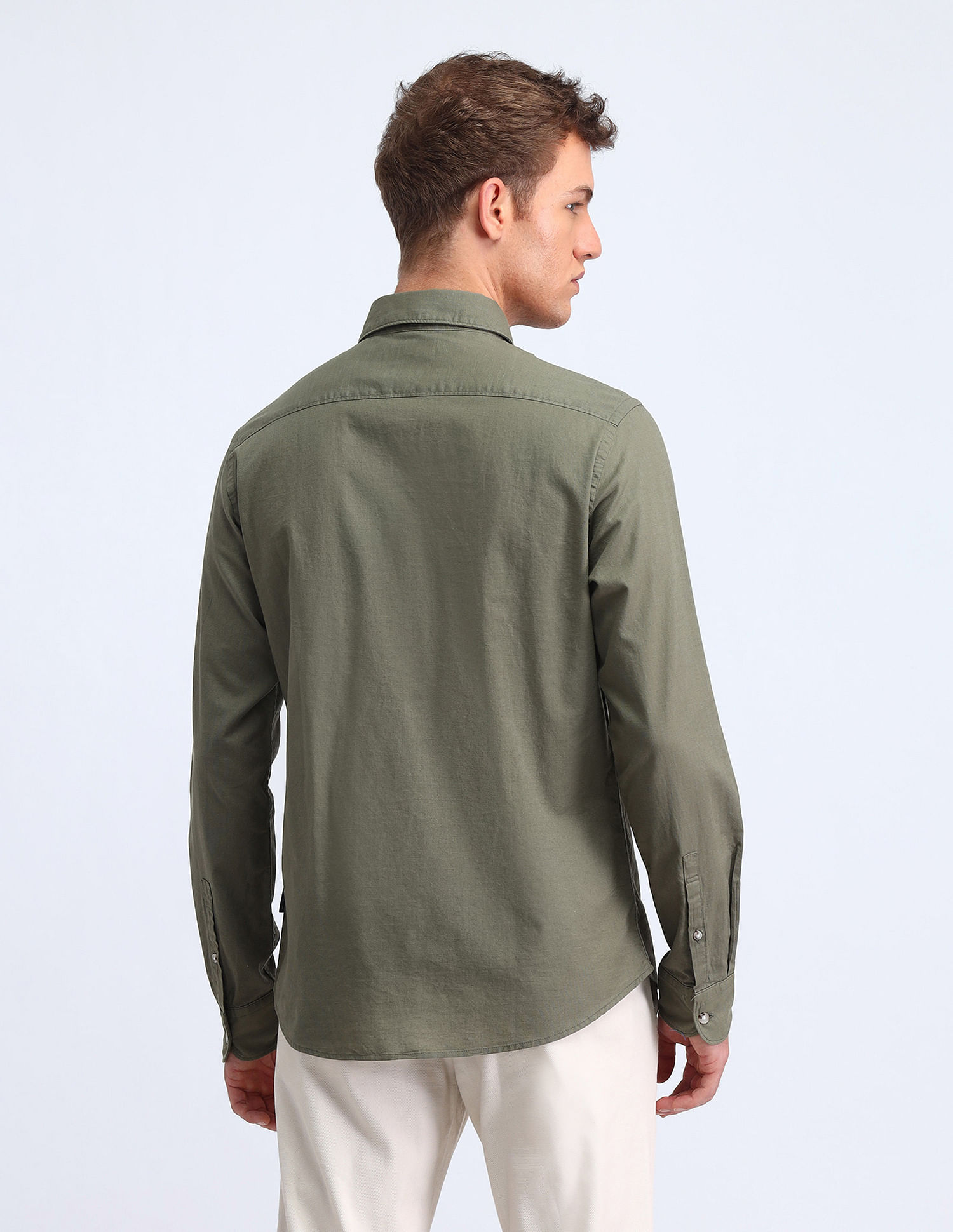 Flying Machine Slim Fit Solid Cotton Shirt