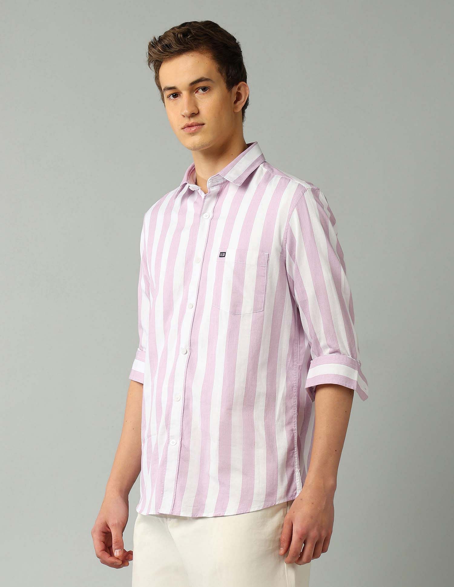 Arrow Sport Manhattan Slim Fit Vertical Striped Shirt