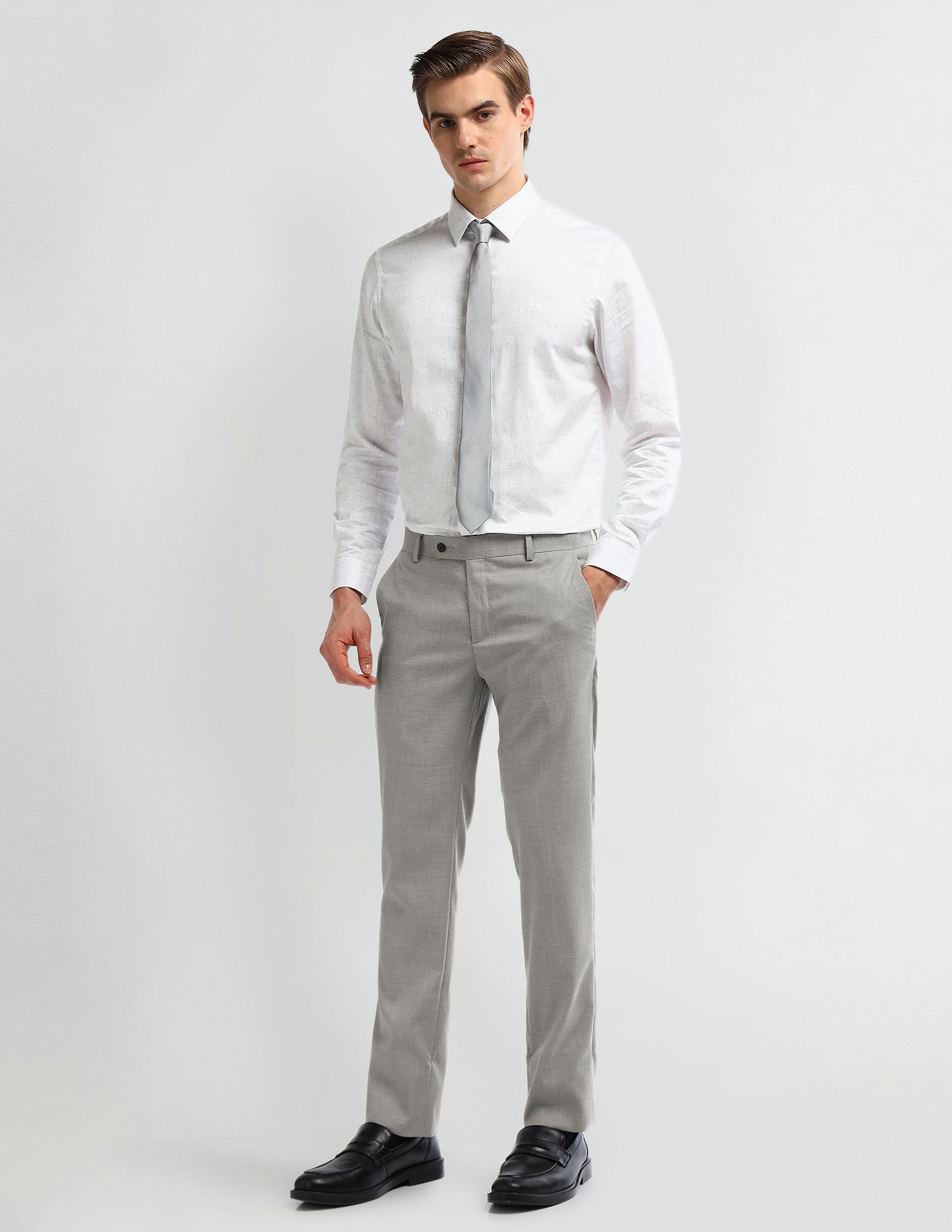 Arrow Mid Rise Carson Tapered Fit Trousers