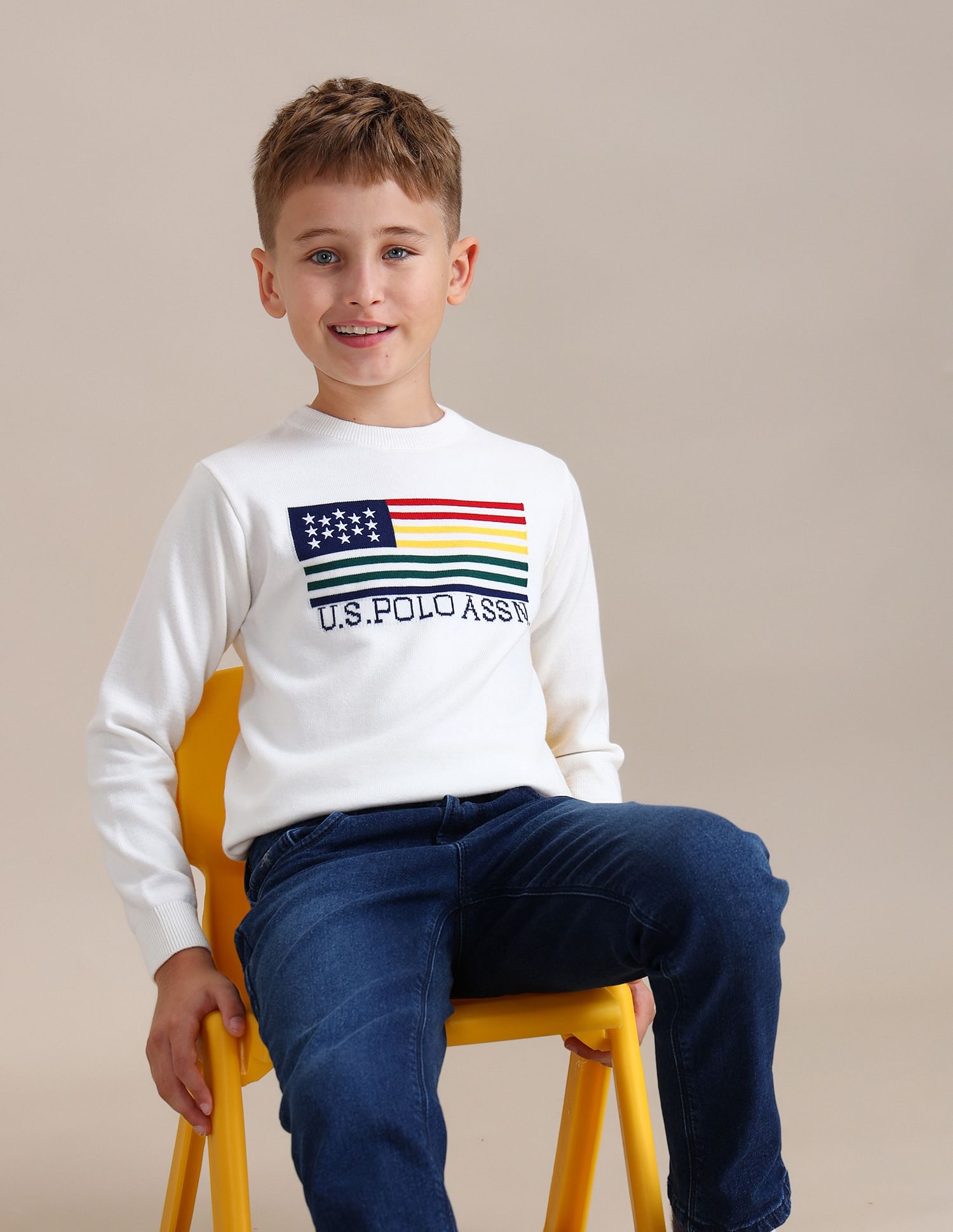 U.S. Polo Assn. Kids Boys Printed Regular Fit Sweater