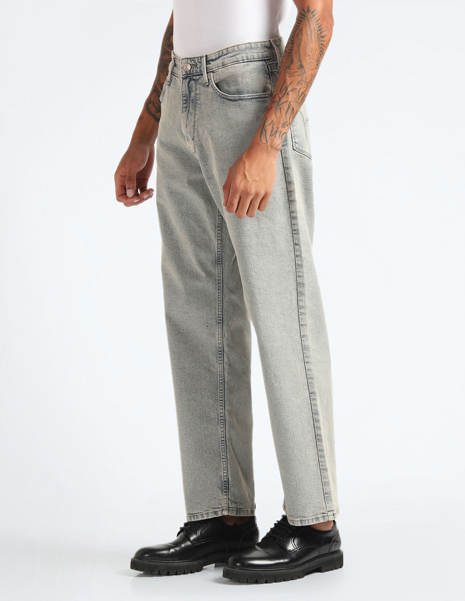 Flying Machine Cobain 90'S Loose Fit Bleached Jeans