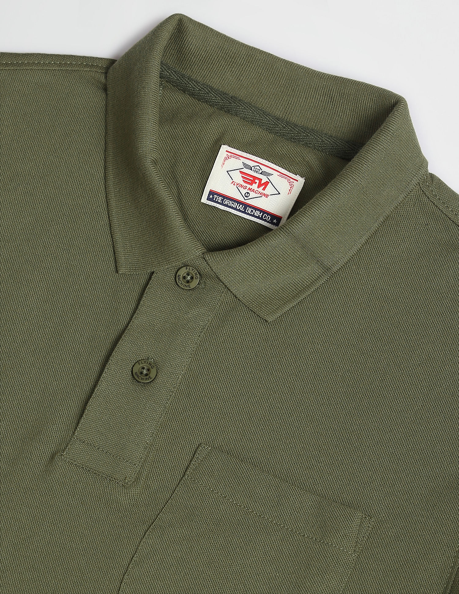 Flying Machine Solid Chest Pocket Polo Shirt