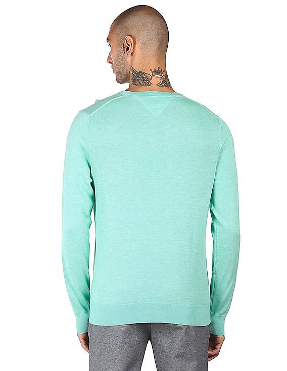 Buy Tommy Hilfiger Men Mint V Neck Cotton Silk Sweater NNNOW